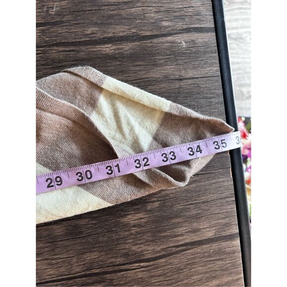 Cyrus Cream Brown Striped Asymmetrical Open afront Cardigan Size M Contemporary - Picture 10 of 10